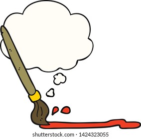cartoon paintbrush with thought bubble