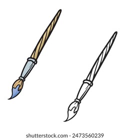 cartoon paintbrush vector illustrations. simple design outline style. easy to edit