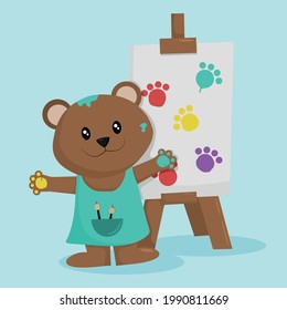 pintor de dibujos animados con su lienzo
