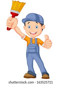Cartoon painter giving thumb up