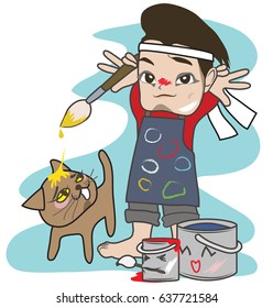 cartoon painter with a paintbrush