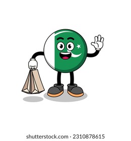 Cartoon of pakistan flag shopping , character design
