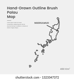 Cartoon Palau Map, Hand Drawn Palau Map, Doodle Palau Map Vector Outline Style Map Information