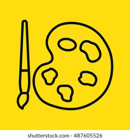 cartoon pallette paint color brush isolated graphic