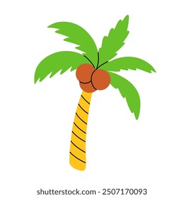 Cartoon palm tree with coconuts. 