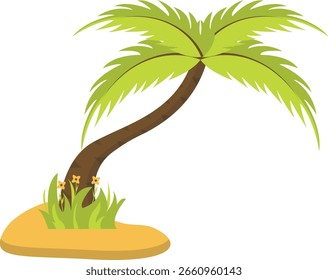 Palmera de dibujos animados aislada sobre fondo blanco. Ilustración vectorial