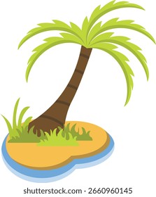 Palmera de dibujos animados aislada sobre fondo blanco. Ilustración vectorial