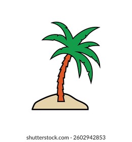 Cartoon Palm Tree on Sand