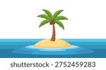 A cartoon palm tree on a small island