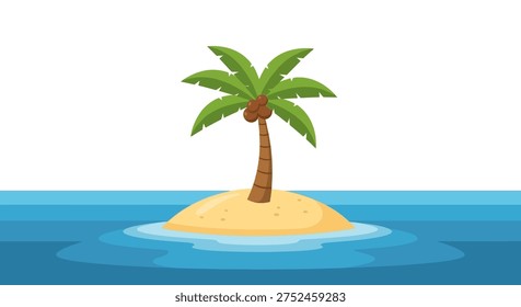 A cartoon palm tree on a small island