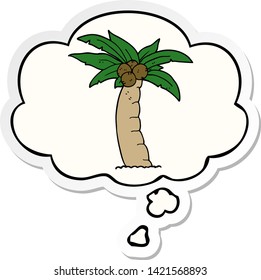 cartoon palm tree with thought bubble as a printed sticker