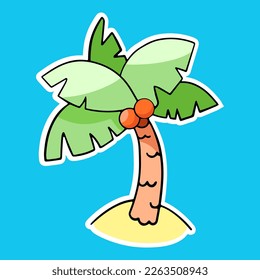 Cartoon palm tree, vector design element, hand drawn