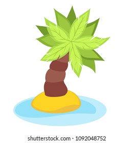 Cartoon palm tree. Vector illustration isolated on white background.