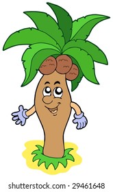 Cartoon palm tree - vector illustration.
