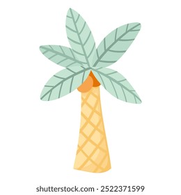 Cartoon palm trees. Palmtrees coconut palms coco tree leaves hawaii miami egypt brazil beach tropical forest island natural umbrella, ingenious vector illustration of tropical palm, jungle hawaii