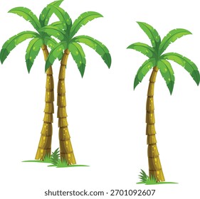 Cartoon Palm Trees With Textured Trunks tropical summer