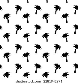 Cartoon palms pattern in black and white style on a white background