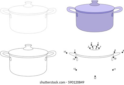 Cartoon pan. Dot to dot educational game for kids