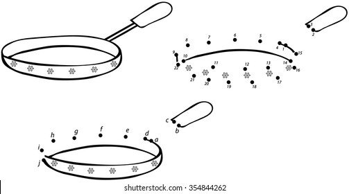 Cartoon pan. Vector illustration. Coloring and dot to dot educational game for kids