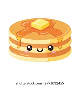 Cartoon pancake with happy face syrup