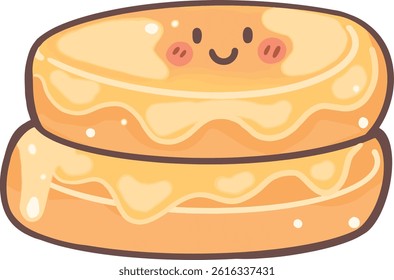 a cartoon pancake with a smile on it