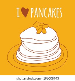 Cartoon pancake stack. Cute food illustration