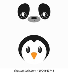 Cartoon panda background,penguin head cartoon. Animal cartoon icon.Vector