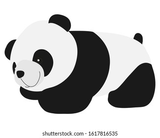 Cartoon panda bare isolated white background. Smile.
