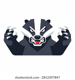 A cartoon panda bear depicted with an aggressive stance, showing claws and a fierce facial expression, emphasizing strength and attitude.