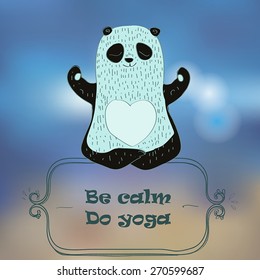 cartoon panda bear making yoga.