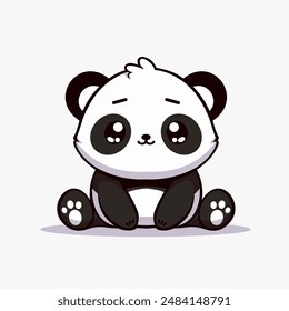 a cartoon panda bear sitting down