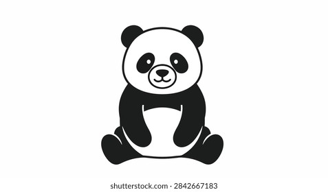 A cartoon panda bear sitting down