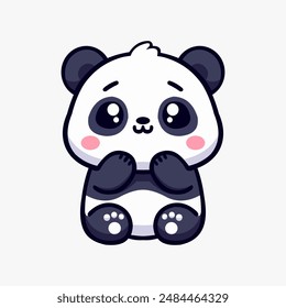 a cartoon panda bear sitting on its hands