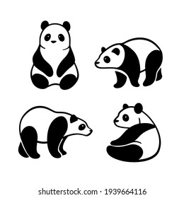 Cartoon panda bear sketch line icon. Сute animals set of icons. Childish print for nursery, kids apparel, poster, postcard, pattern.