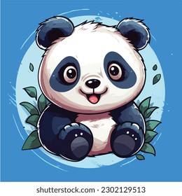 A cartoon of a panda bear. vector illustration digital art. Kawaii Anime style cute panda. 