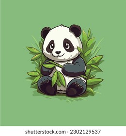 A cartoon of a panda bear. vector illustration digital art. Kawaii Anime style cute panda. 