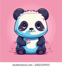 Caricatura de un oso panda. ilustración vectorial arte digital. Panda lindo estilo Kawaii Anime. 