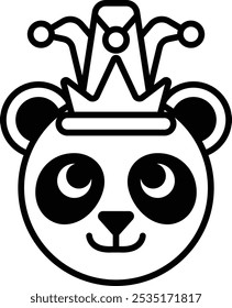 Un oso panda de dibujos animados con una corona y un sombrero