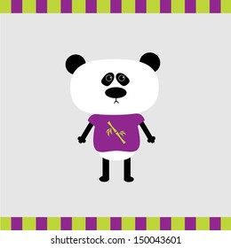 Cartoon panda boy card. Vector illustration. 