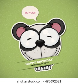 Cartoon panda character cut out from paper. Vector collection.