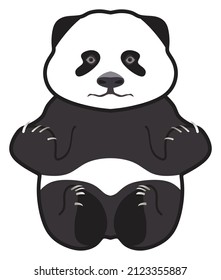 cartoon panda character vector drawing on isolated white background face with black spots eyes bear logo sign symbol icon concept cute happy comic pose mammal animal wildlife recognition at a glance
