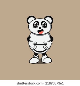 Cartoon panda character vector illustration with unique style is perfect for stickers, icons, logos and advertisements