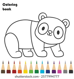 cartoon panda coloring book design illustration 