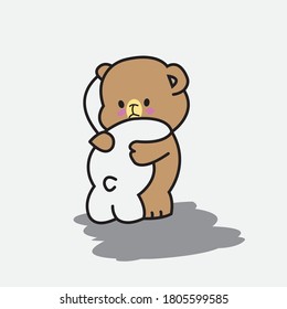 cartoon panda cuddle vector color design illustration