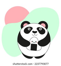 cartoon panda with cute onigiri