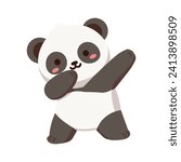 Cartoon panda Dabbing Dance vector flat