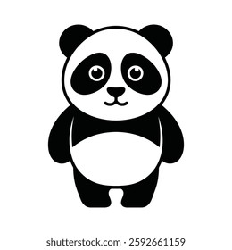 Cartoon Panda Drawing, Cute Black and White Panda Clipart. Cute Panda Clipart, Black and White Cartoon Panda Artwork
