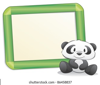 Cartoon panda with frame. Isolated object for design element.