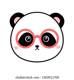 Cartoon panda with glasses. Vector illustration