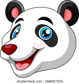 Cartoon panda head feels happy while smiling